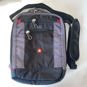 Swiss Cross Black and Gray Crossbody Messenger Bag
